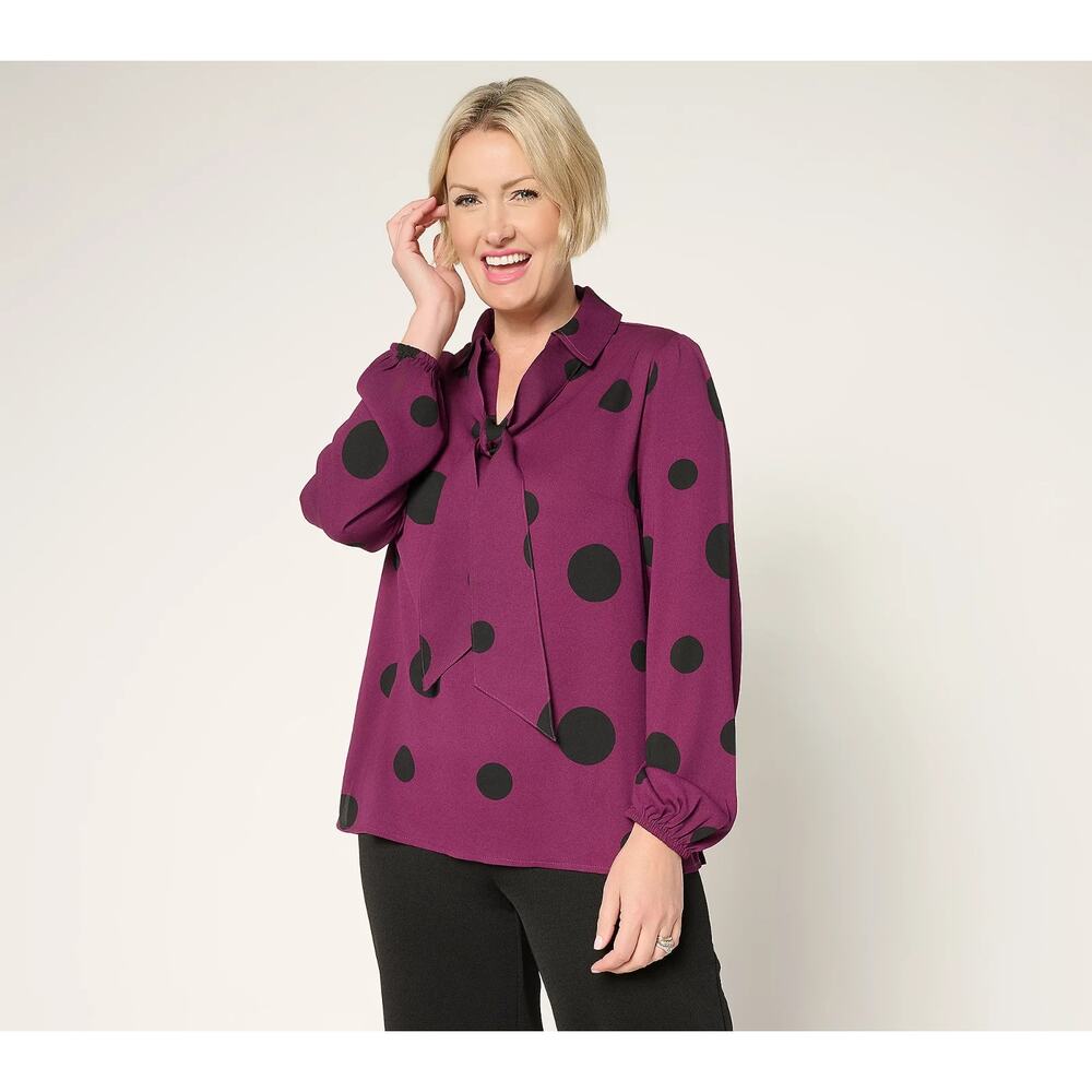 Brandis Dress out Loud Blouson Sleeve Bow Tied Blouse Womens Size Small Office